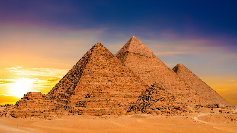 The Great Pyramids at Sunset