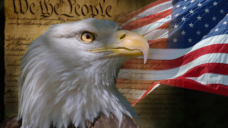 Eagle, We the People, and American Flag