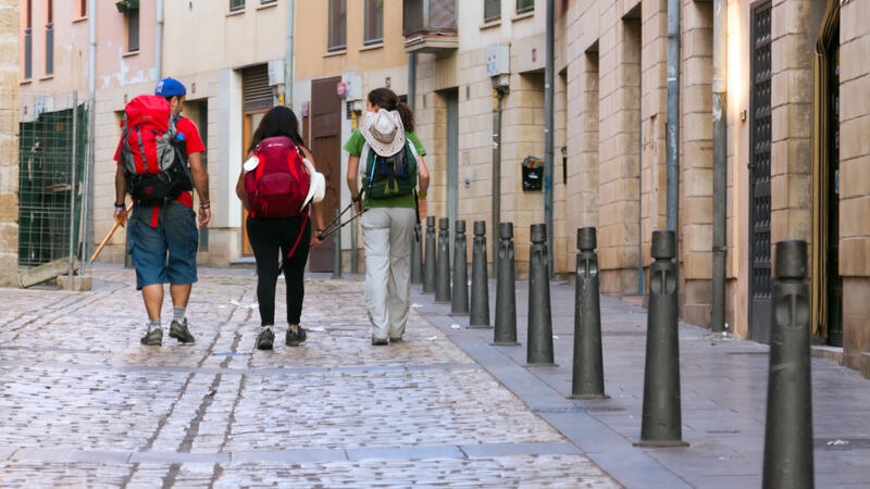 Pilgrims walking along way of St. James