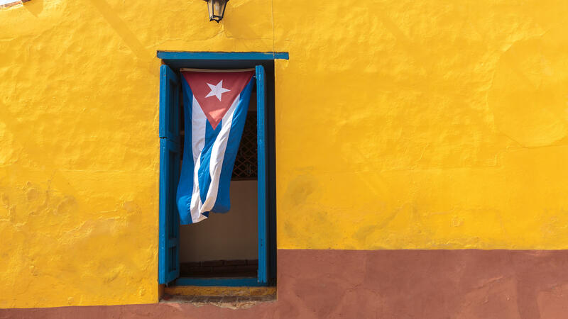 Cuban flag in window