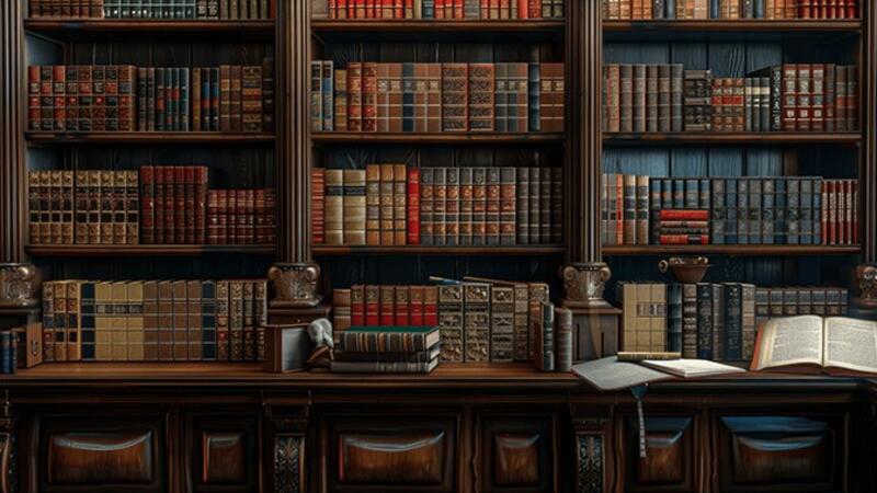 Leatherbound books in a library 