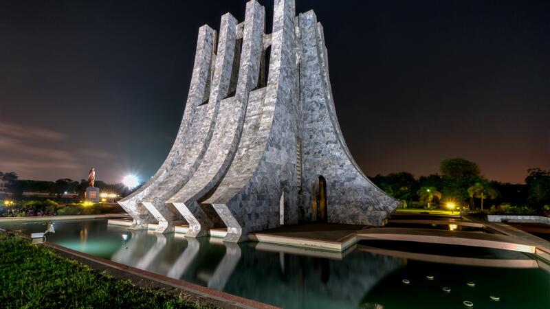 Kwame Nkrumah Memorial Park at night - Accra, Ghana