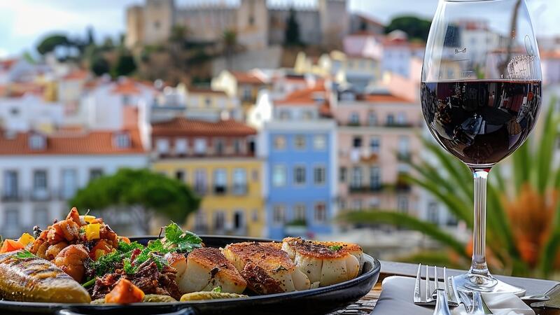 Lisbon's Essence: Savor a Flavorful of tipical food and wine at a Quaint Bistro