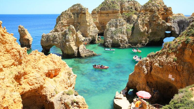 Scenic bay near Ponta da Piedade in Algarve, Portgual